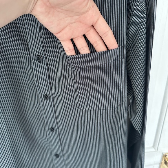 F&f Size L 16.5” Neck Grey Stripped Shirt - Picture 11 of 12